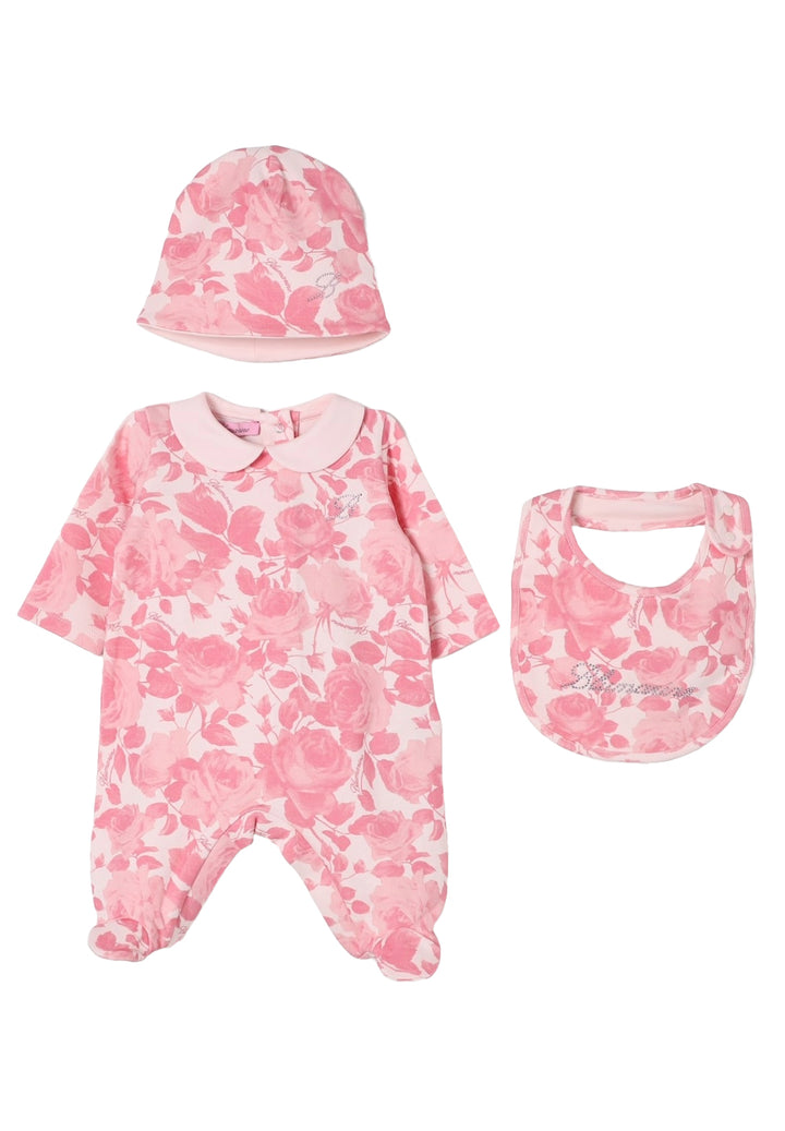 Set tutina + cappello + bavetta rosa per neonata