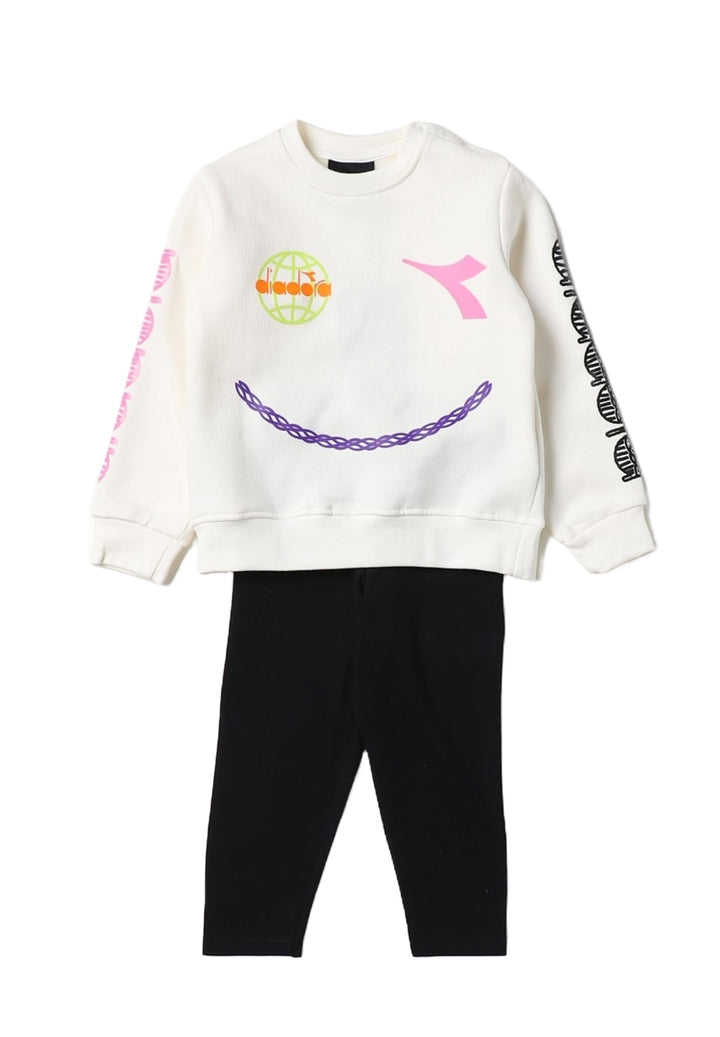 Weiß-schwarzes Sweatshirt-Set für Babymädchen