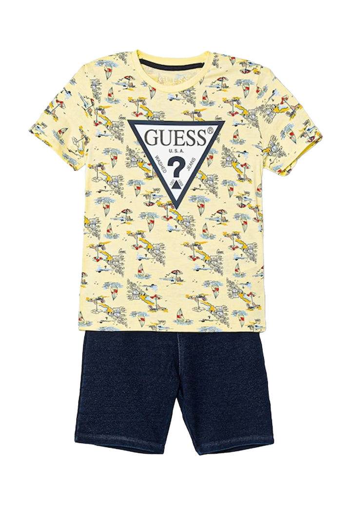 Completo giallo-blu denim per bambino