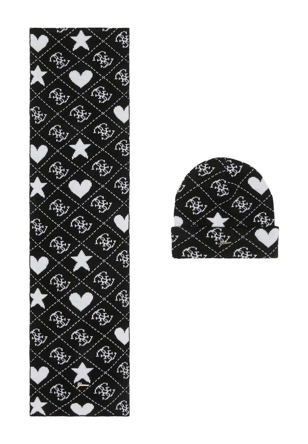 Set cappello + sciarpa nero-bianco per bambina