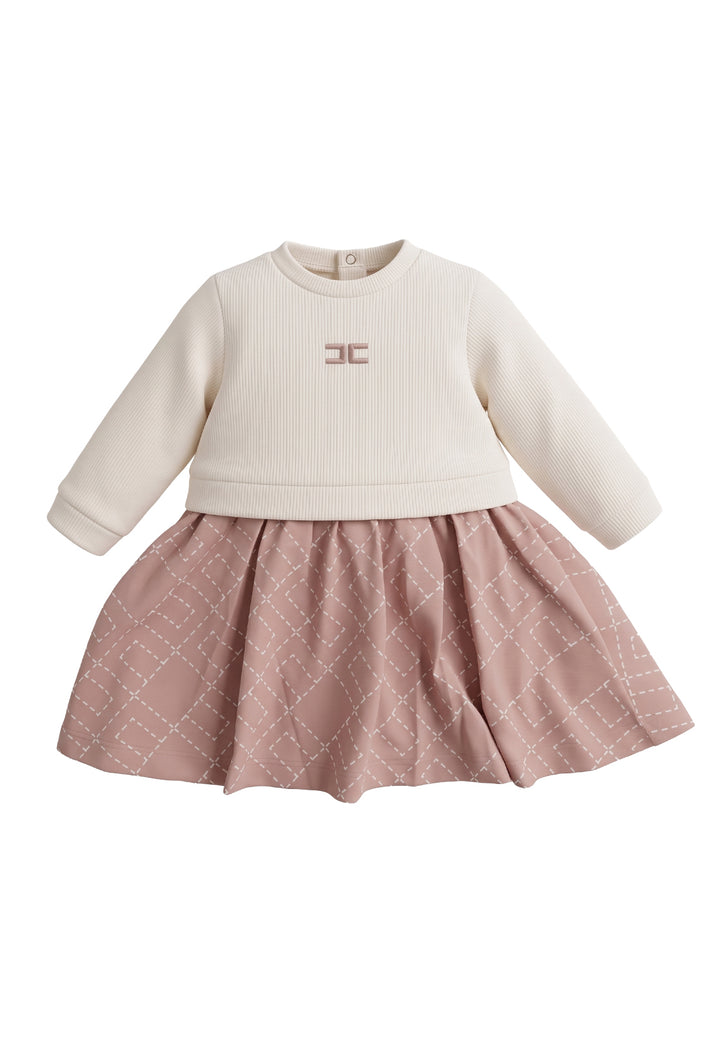 Vestito bianco-rosa per neonata