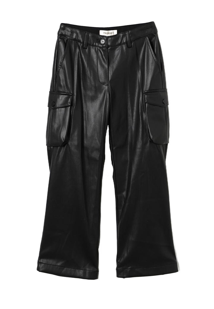 Pantalone ecopelle nero per bambina