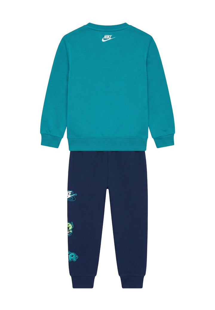 Completo felpa verde-blu per bambino