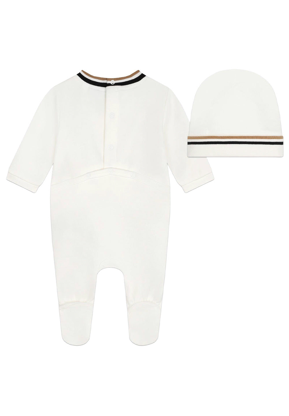 Cream baby romper + hat set