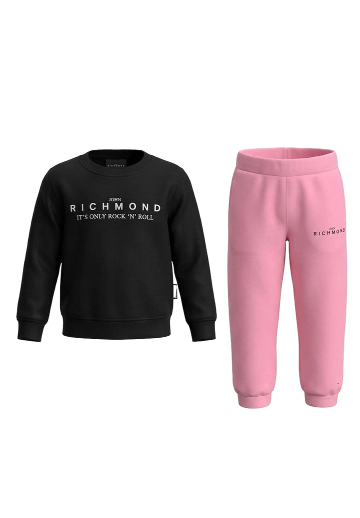 Completo felpa nero-rosa per bambina