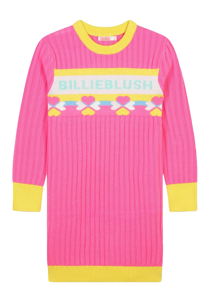 Fuchsia knitted dress for girls