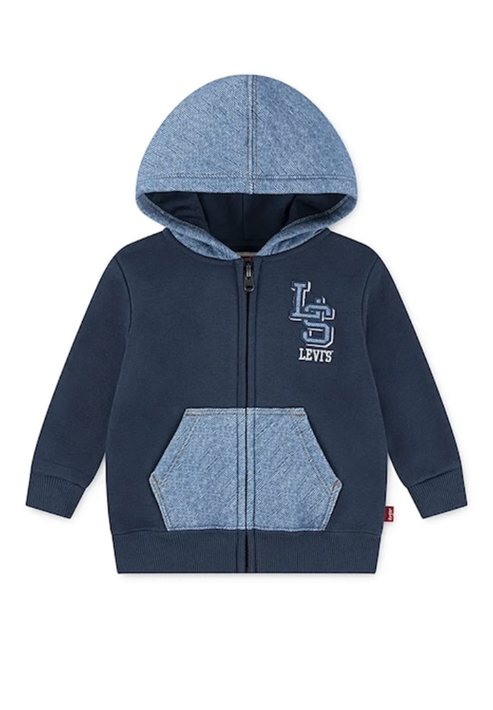 Felpa zip con cappuccio blu per neonato