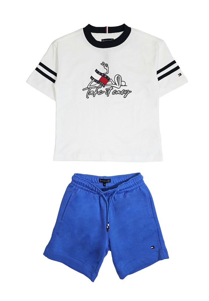 Completo bianco-blu per bambino