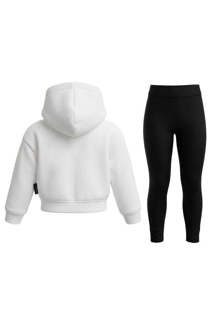 Completo felpa bianco-nero per bambina