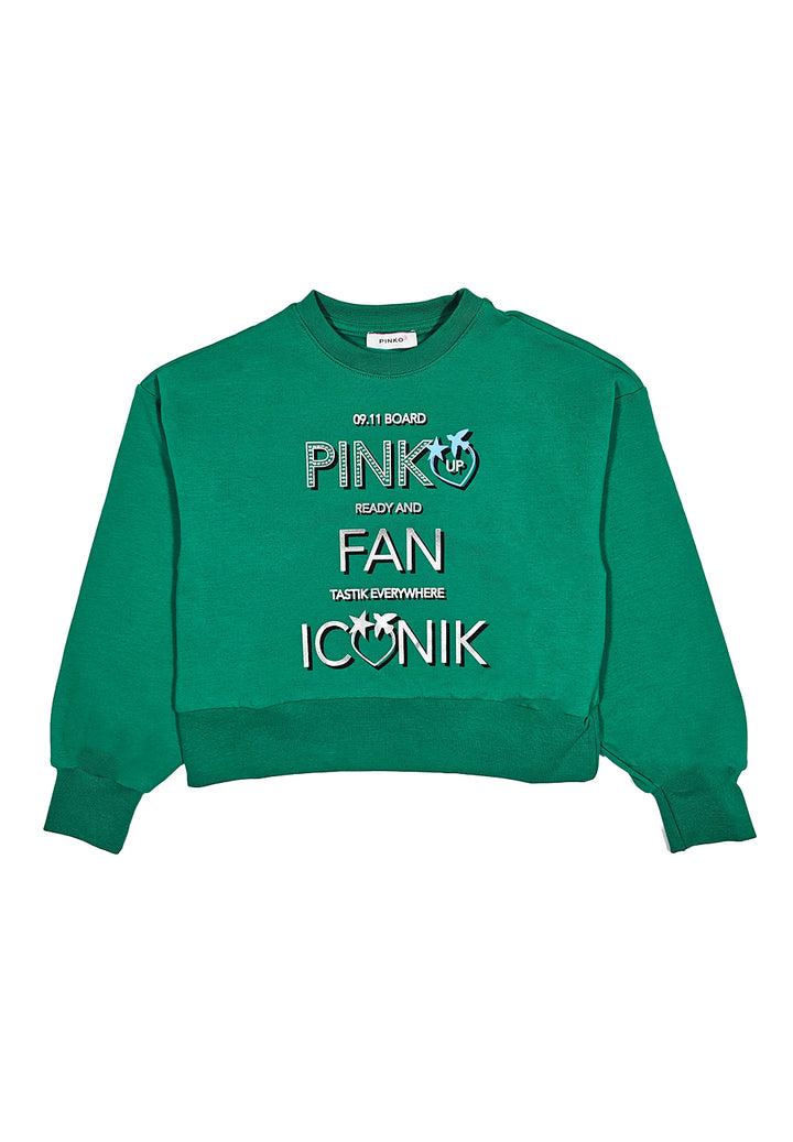 Green crewneck sweatshirt for girls
