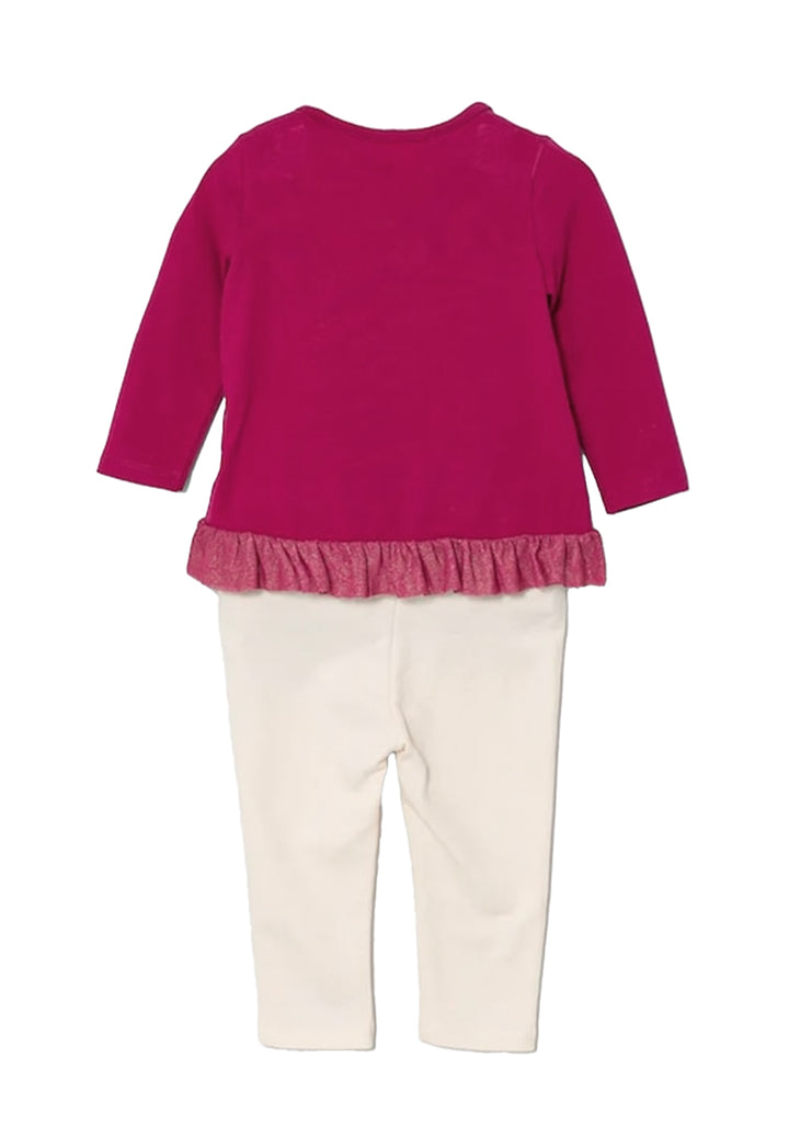 Completo fuxia-crema per neonata