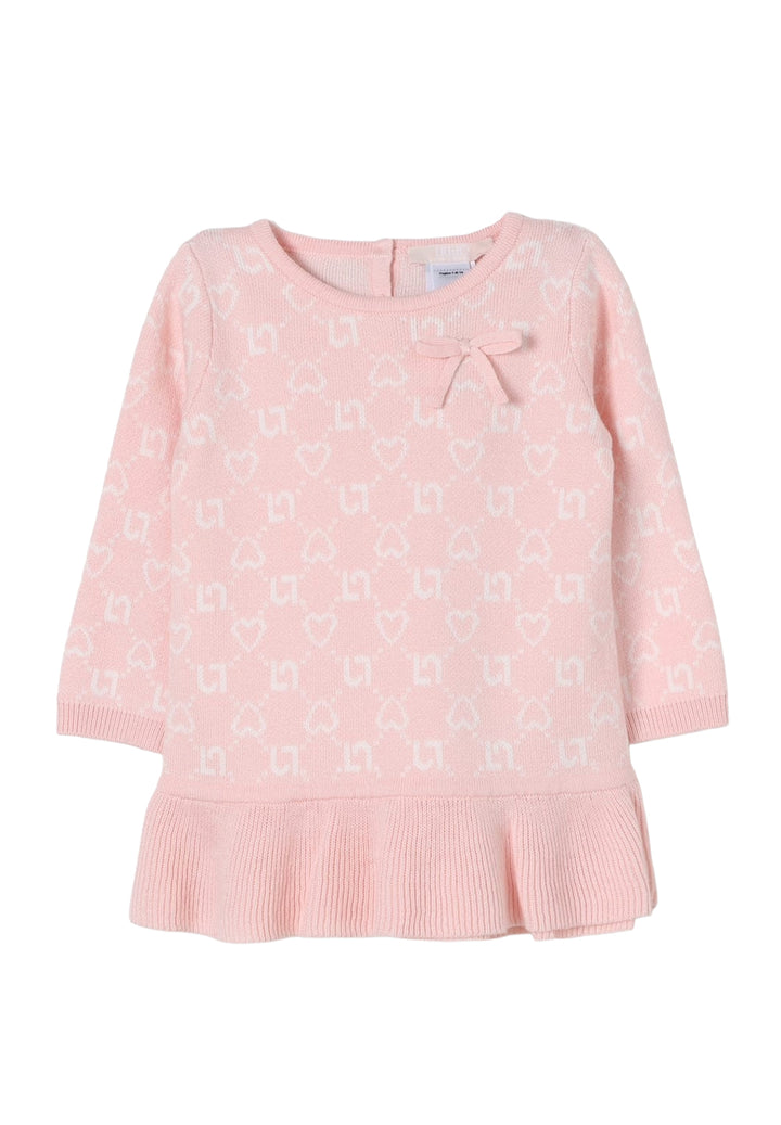 Vestito maglia rosa per neonata