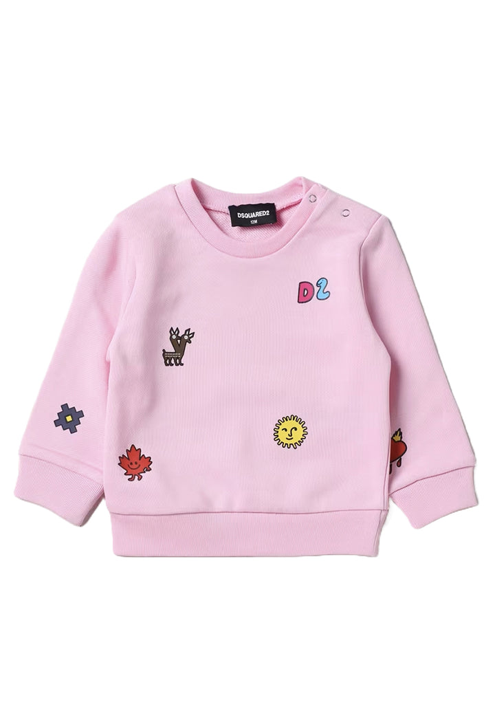 Pink crewneck sweatshirt for baby girls