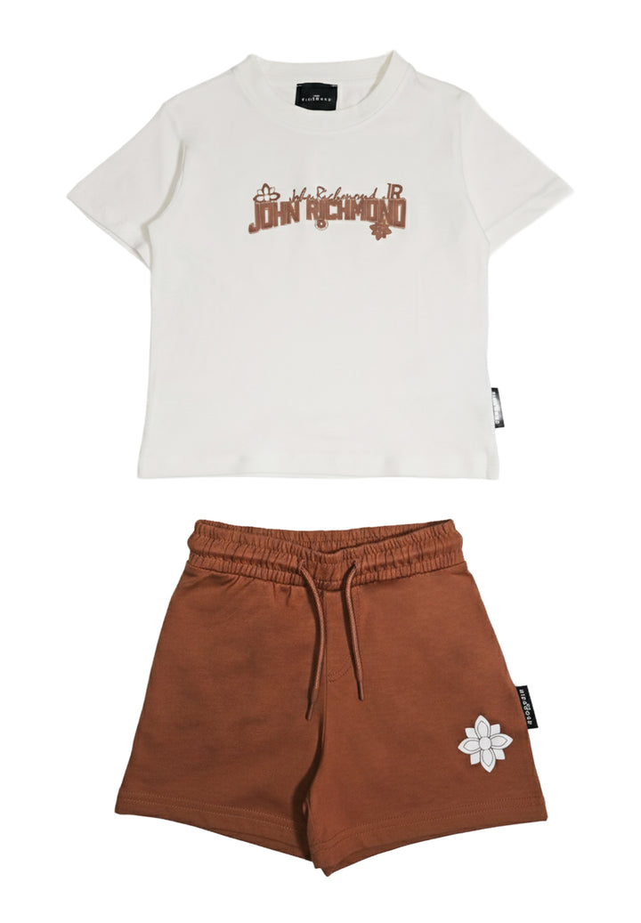 Completo bianco-marrone per bambino