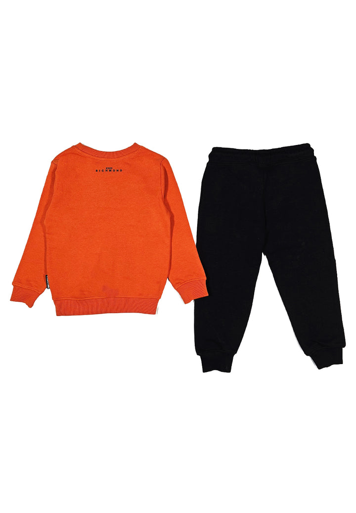 Orange-black sweatshirt set for kids