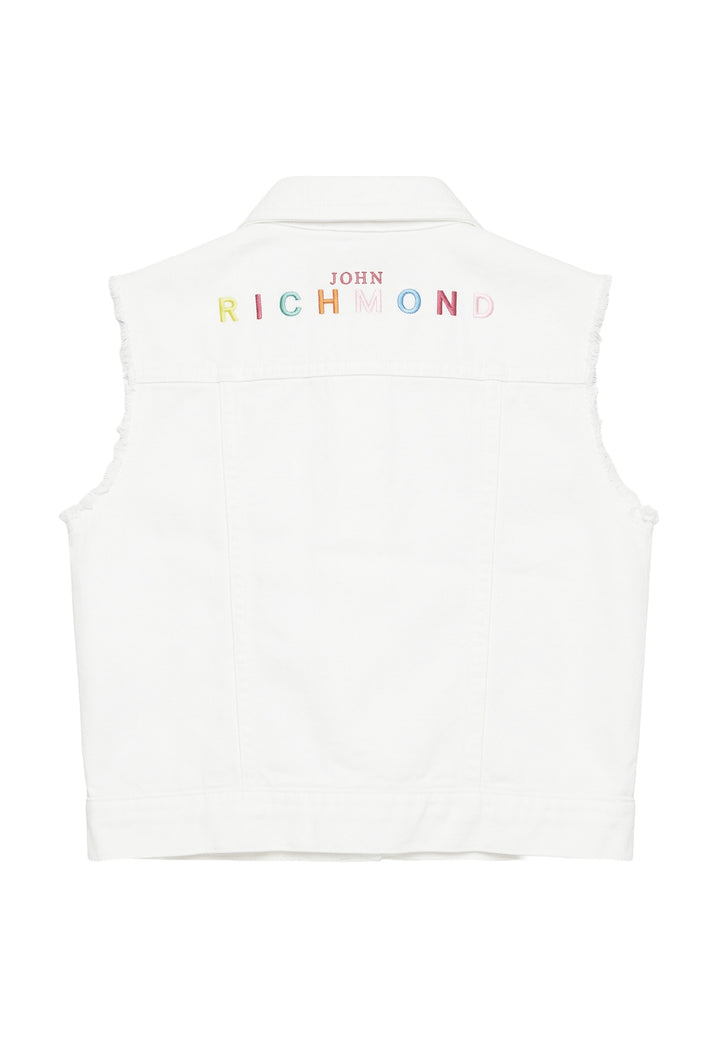 Giubbino gilet denim bianco per bambina