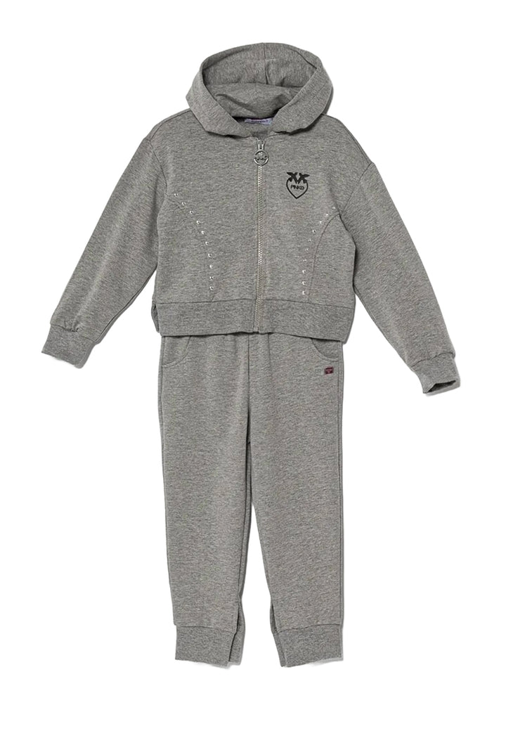 Completo felpa zip grigio per bambina