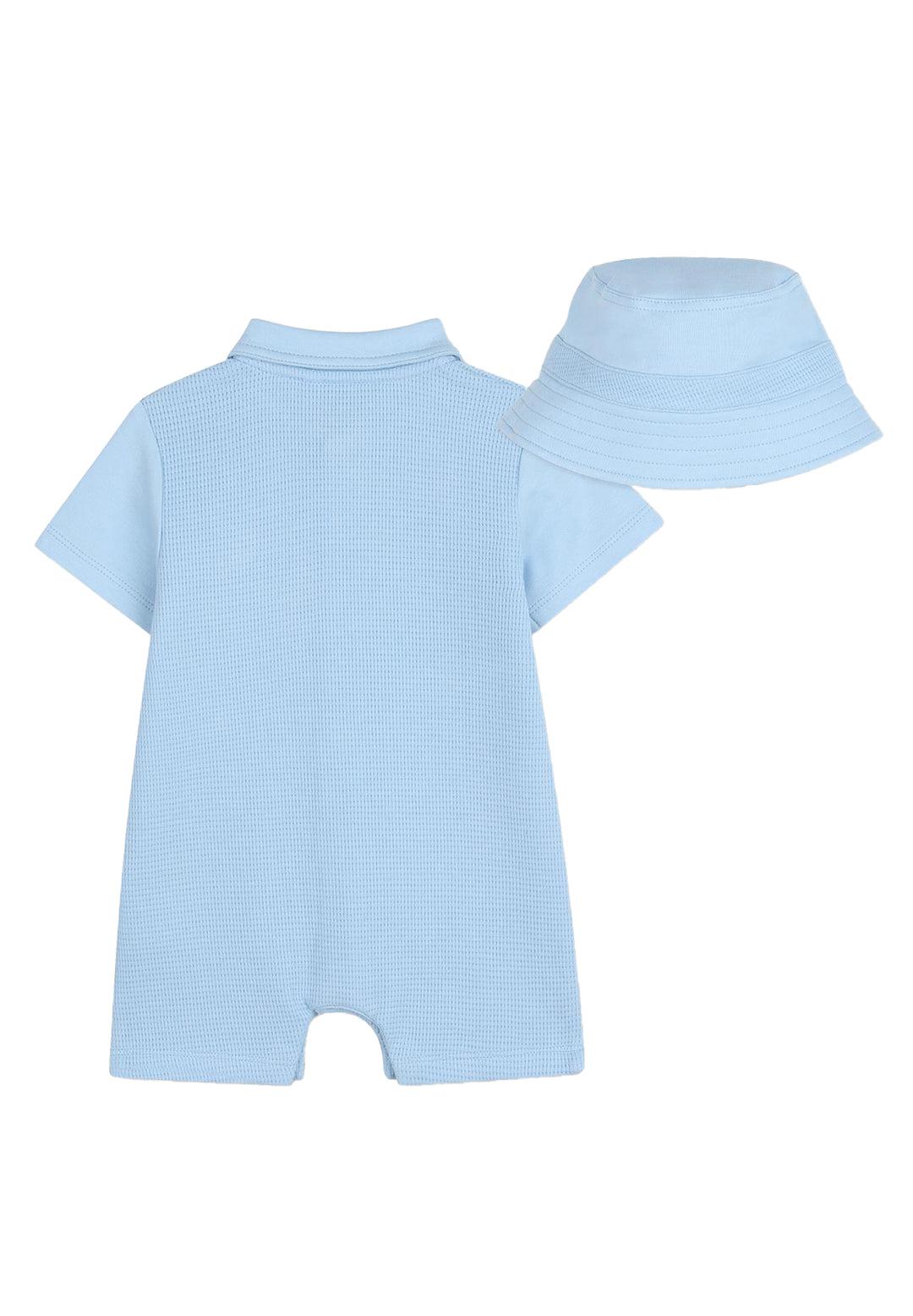 Set pagliaccetto + cappello celeste per neonato