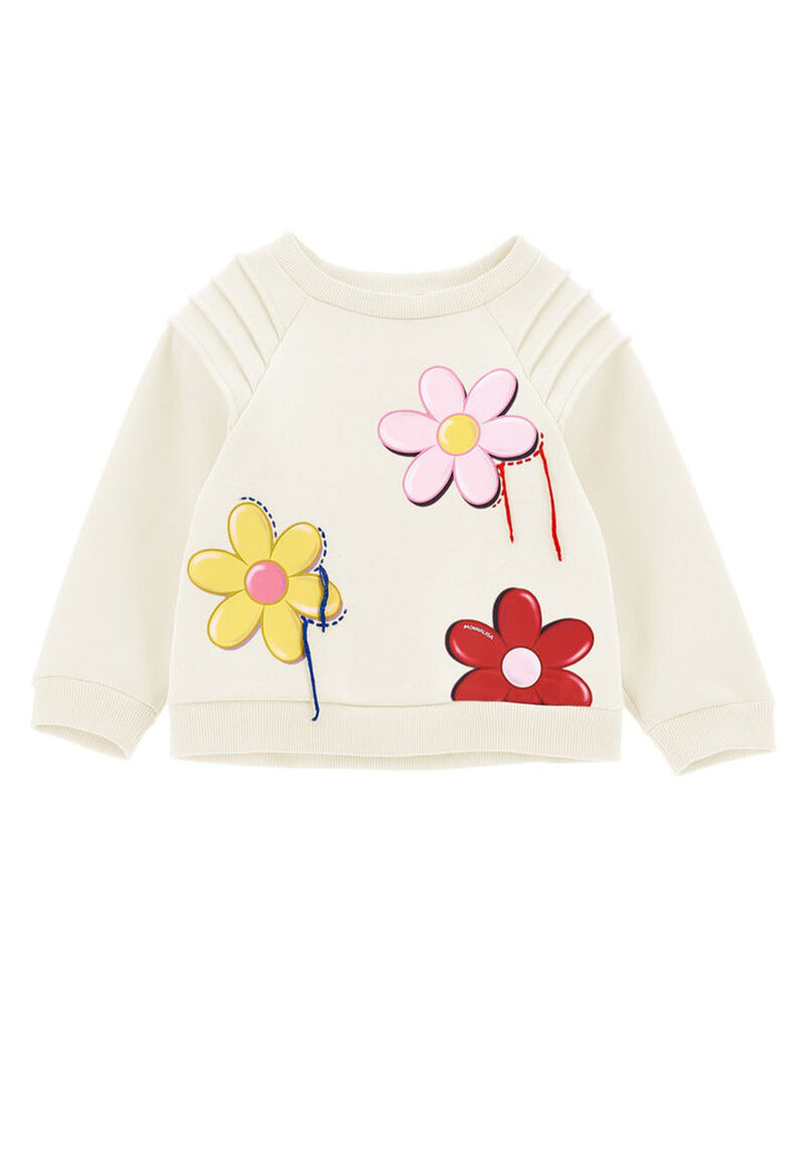 Felpa girocollo panna per bambina