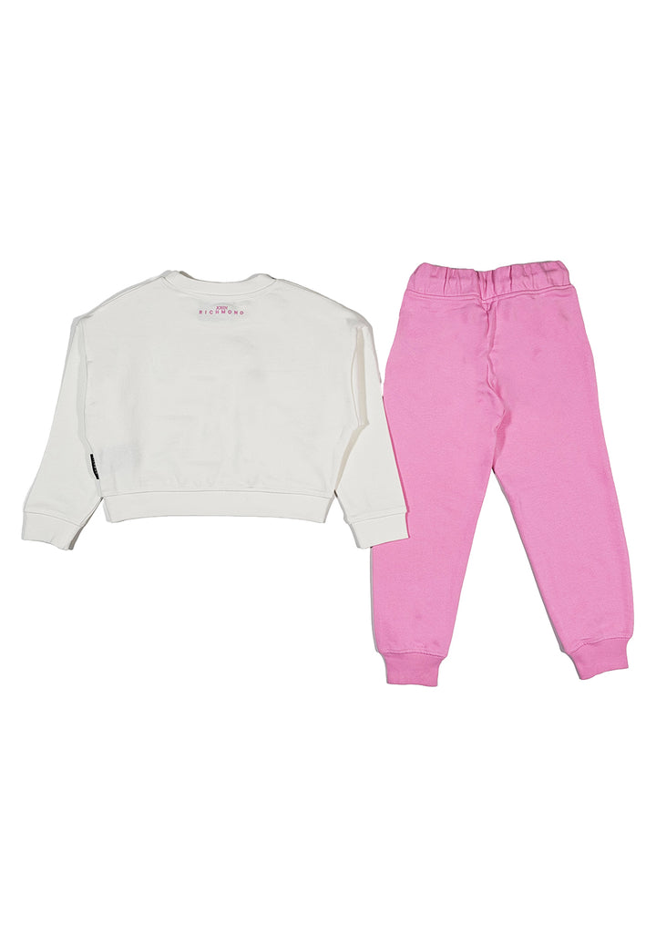 Weiß-rosa Sweatshirt-Set für Mädchen