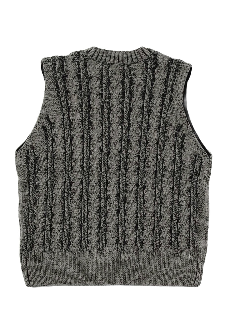 Maglione smanicato grigio-nero per bambina