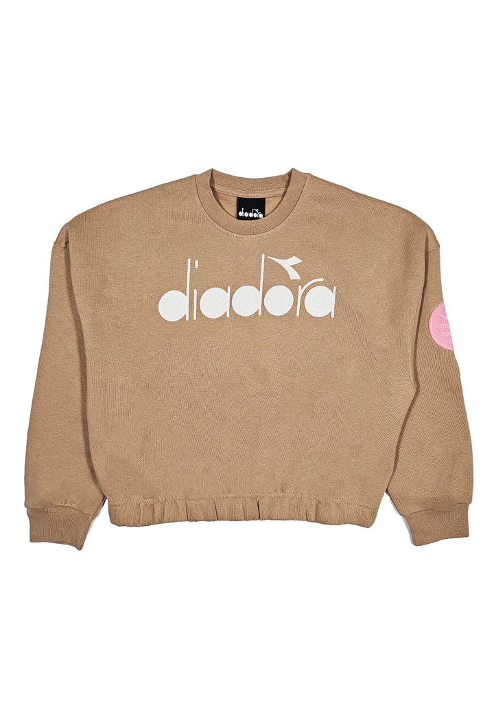 Beige crewneck sweatshirt for girls