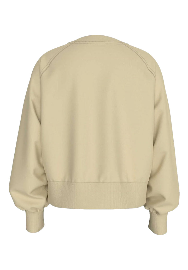 Felpa girocollo beige per bambina