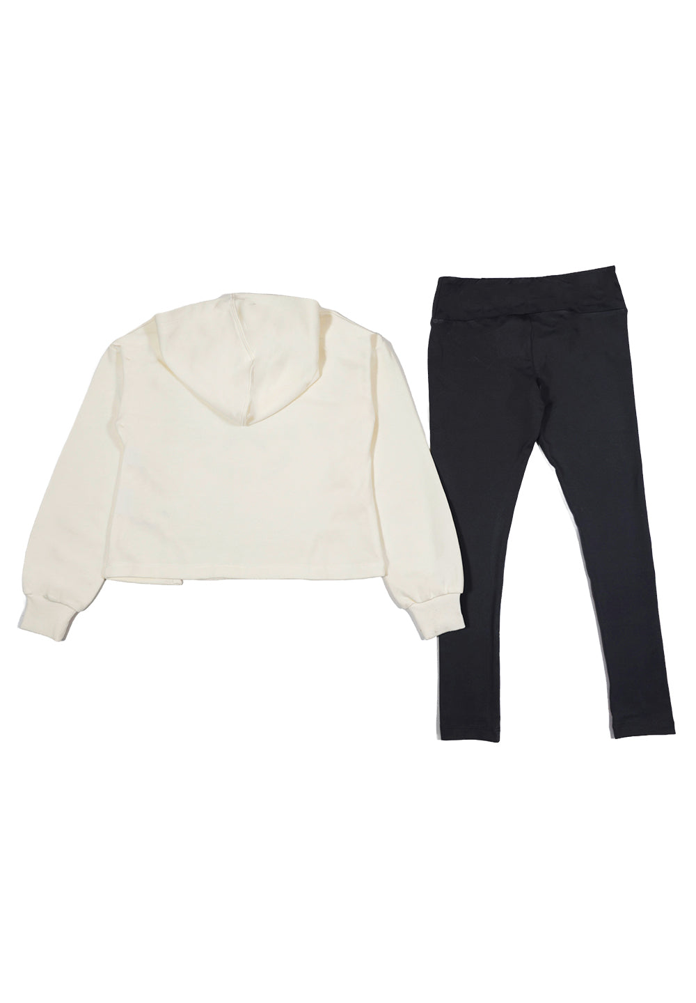Completo felpa crema-grigio per bambina