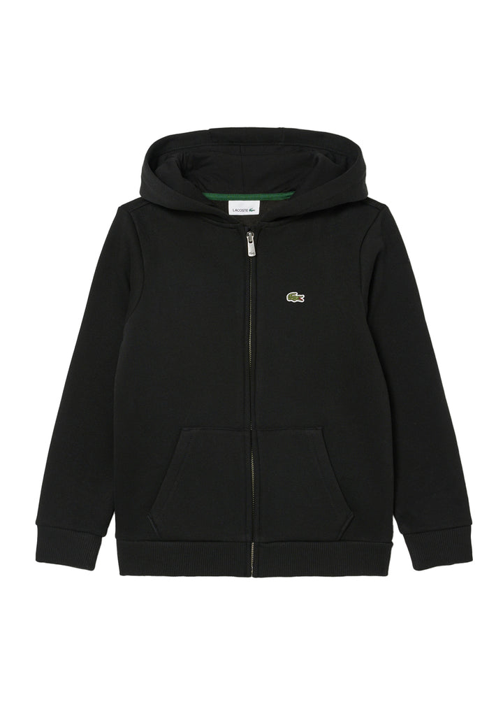 Felpa zip con cappuccio nera per bambino