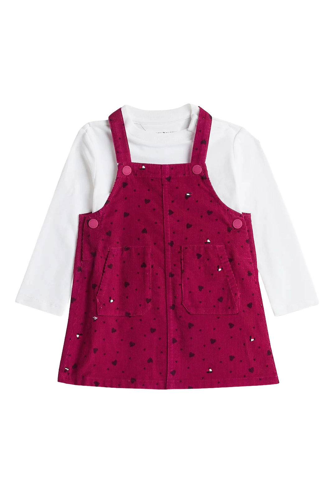 Completo salopette fuxia per neonata