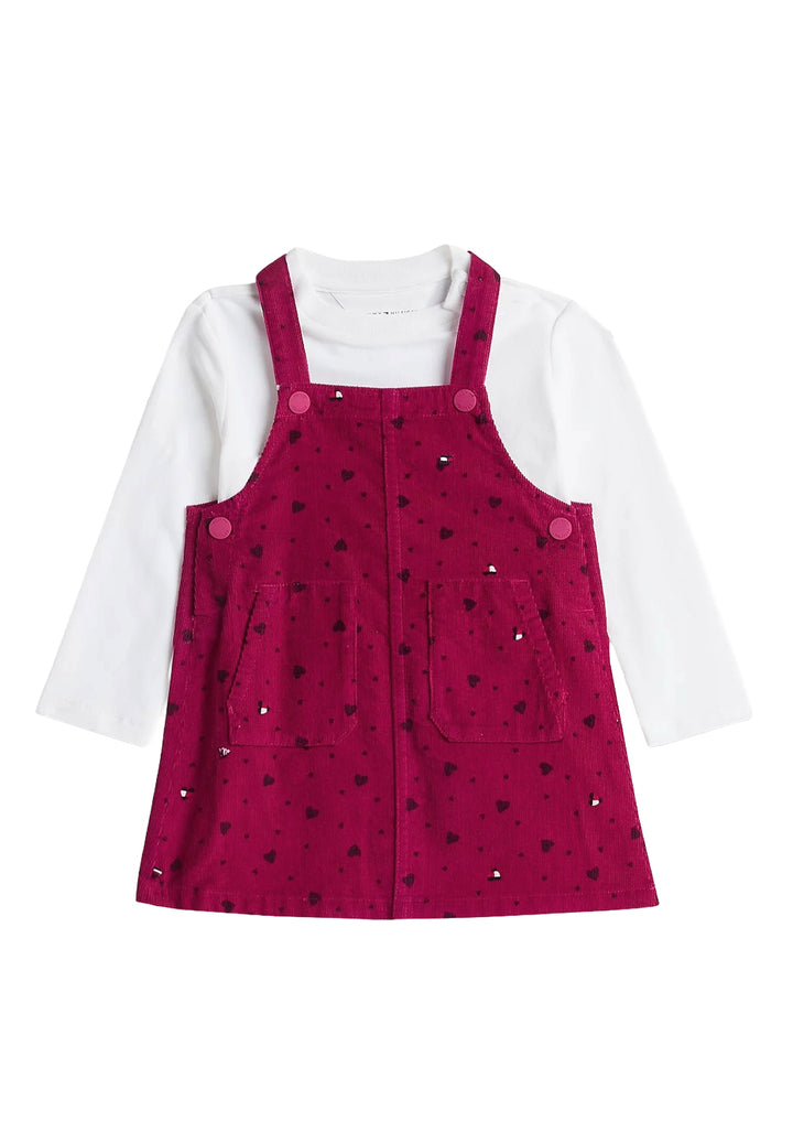 Completo salopette fuxia per neonata