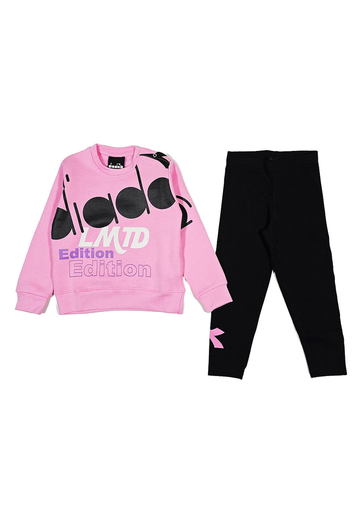 Pink-black sweatshirt set for baby girls