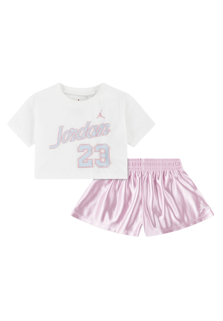 Completo bianco-rosa per bambina