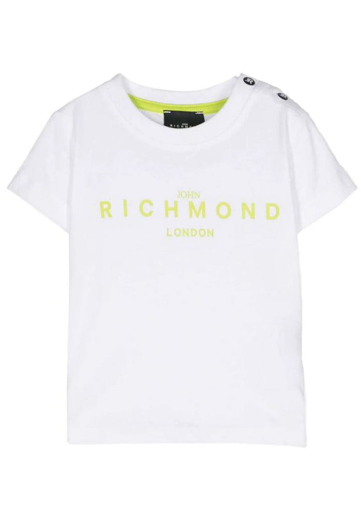 T-shirt bianco-lime per neonato
