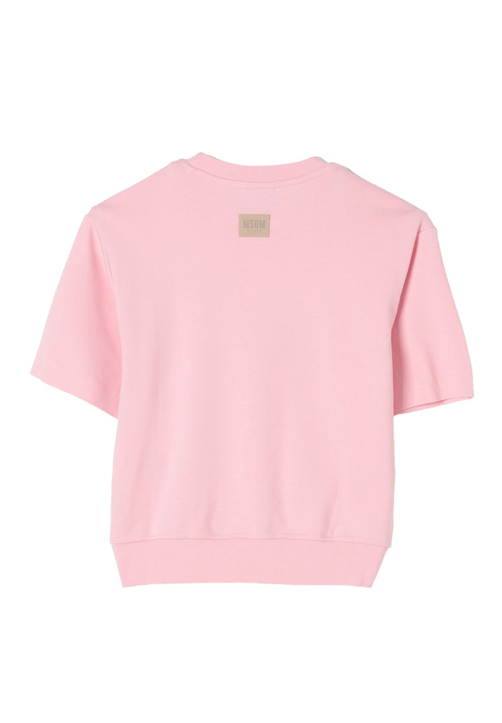 Felpa girocollo rosa per bambina