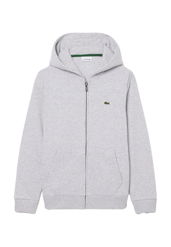 Felpa zip con cappuccio grigia per bambino
