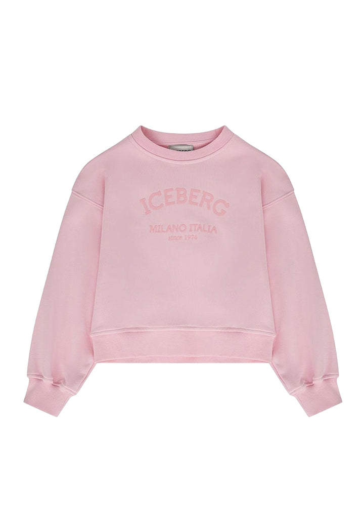 Felpa girocollo rosa per bambina