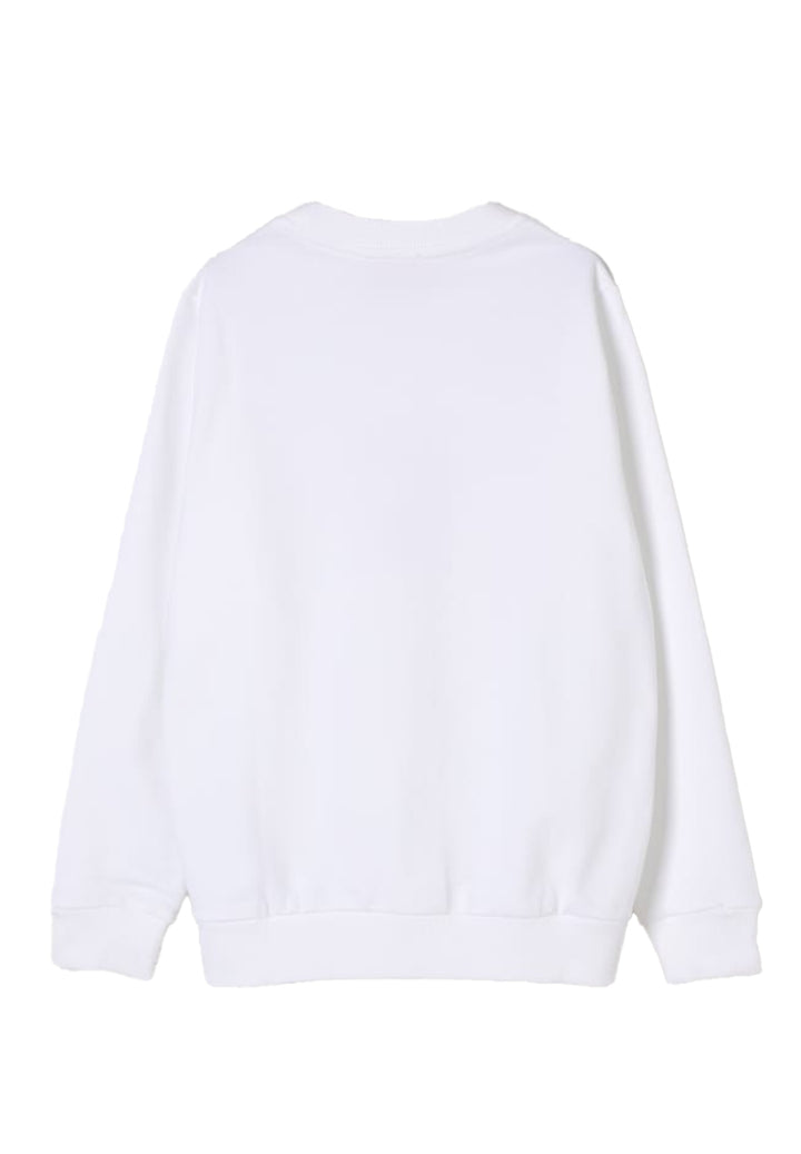 Sweat-shirt blanc à col rond pour fille