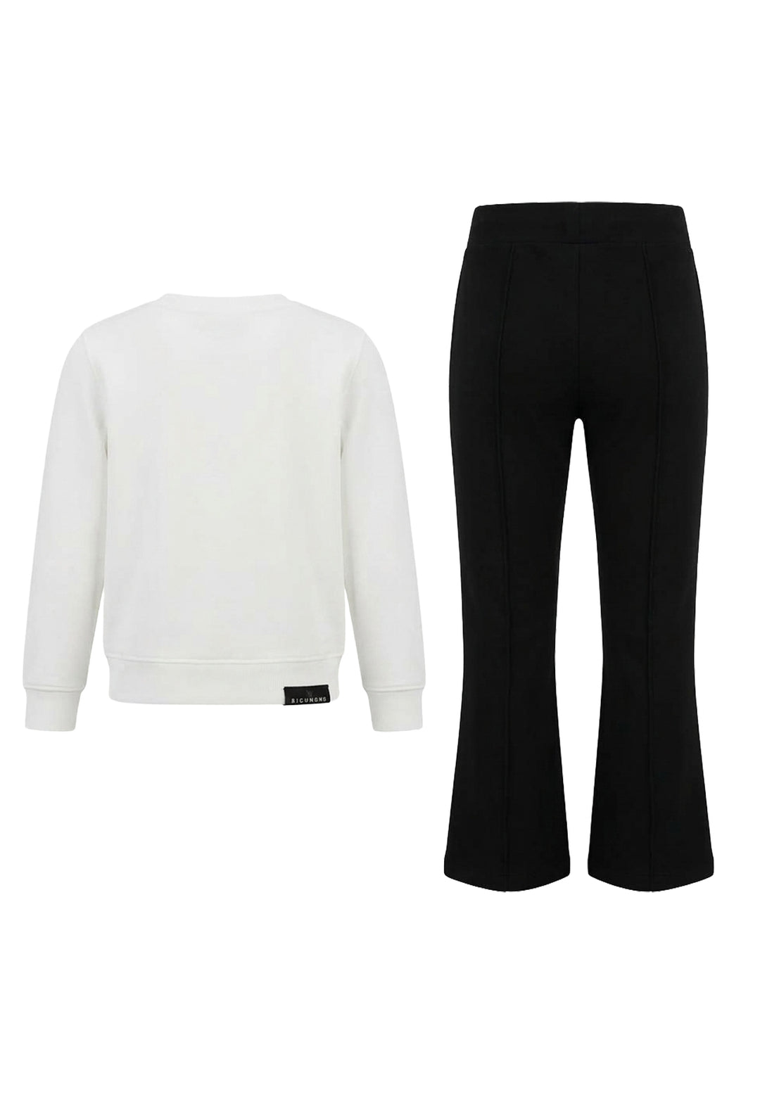 Completo felpa bianco-nero per bambina