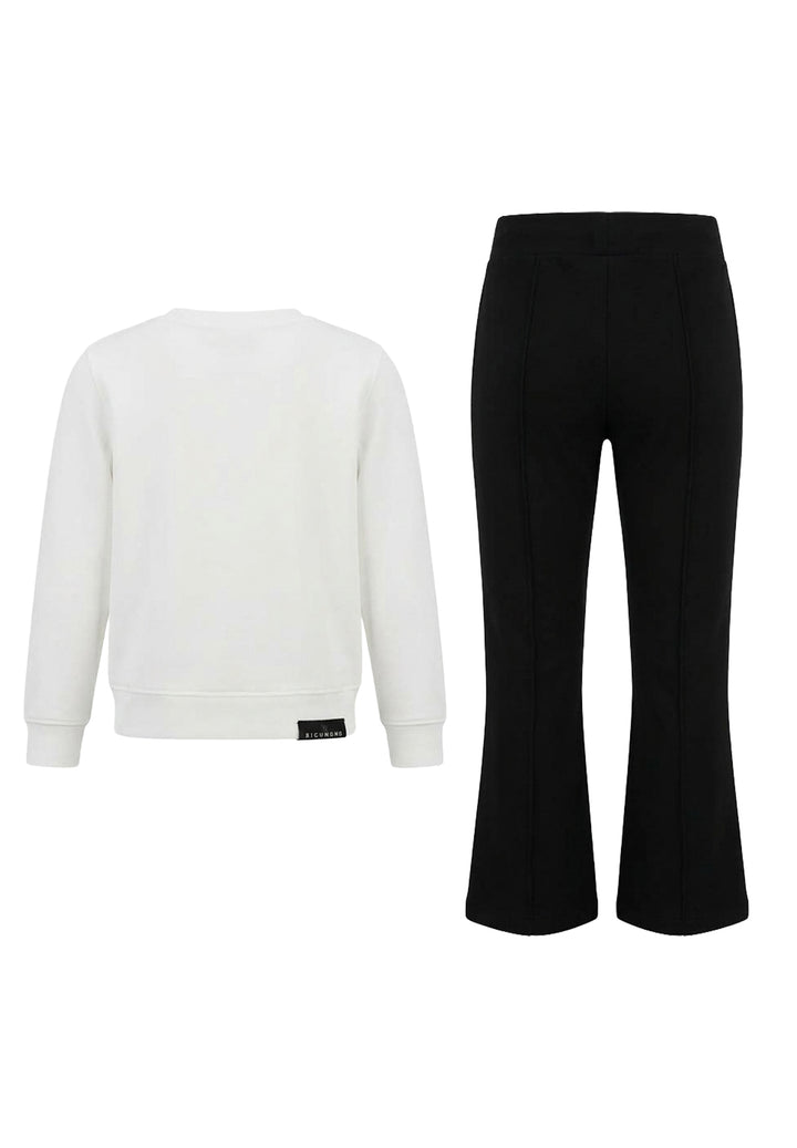 Completo felpa bianco-nero per bambina
