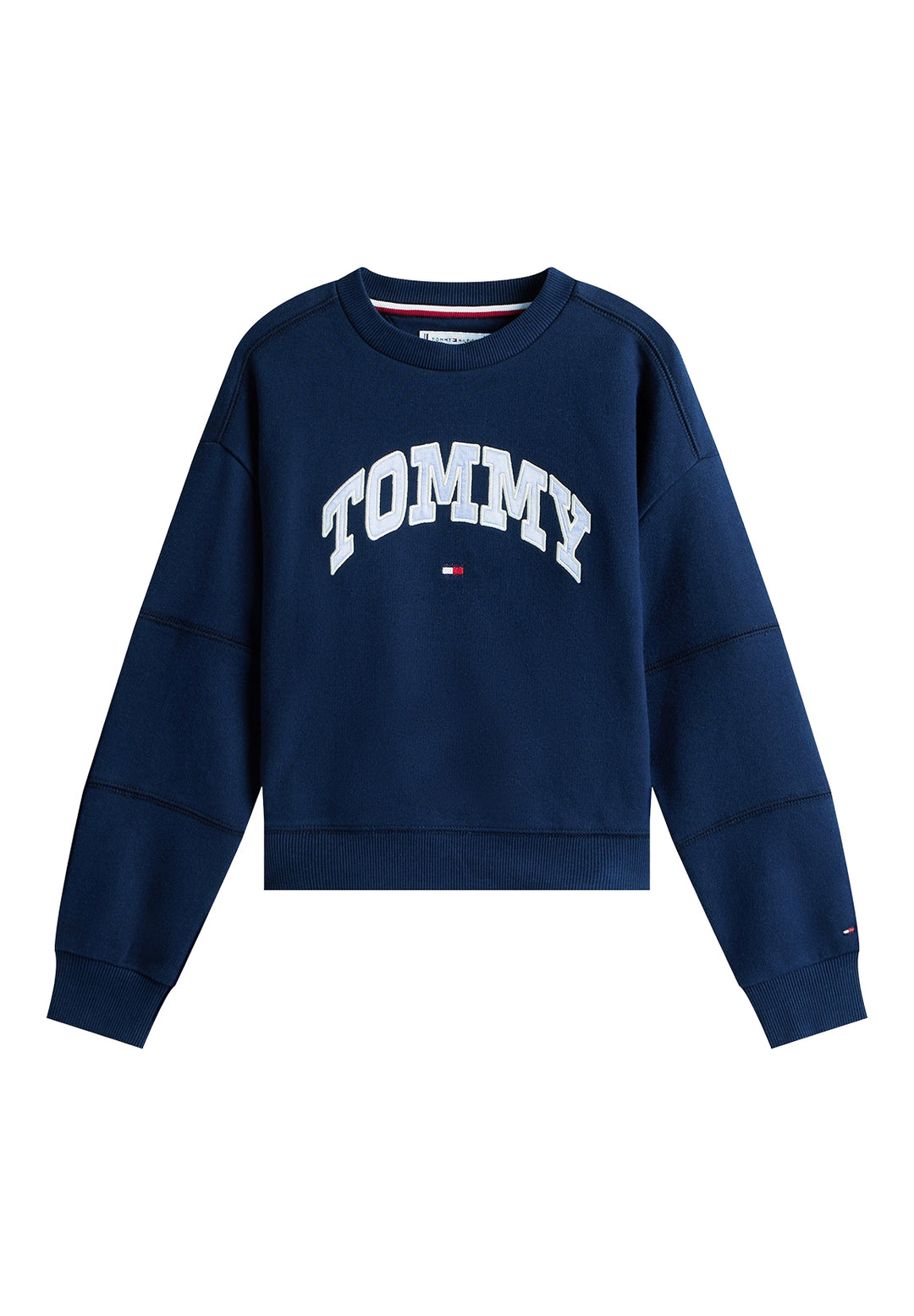Felpa girocollo blu navy per bambina