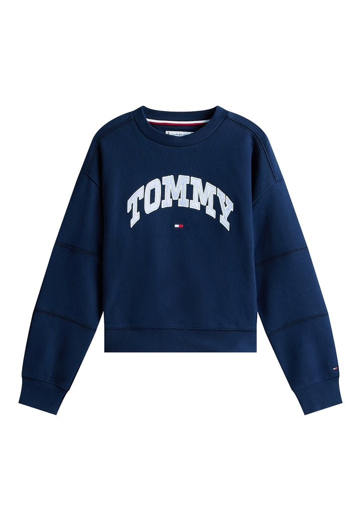 Felpa girocollo blu navy per bambina