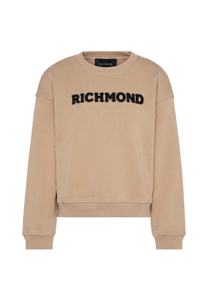 Felpa girocollo beige per bambino