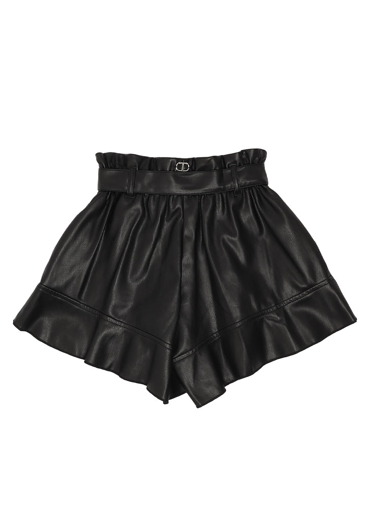 Shorts ecopelle nero per bambina