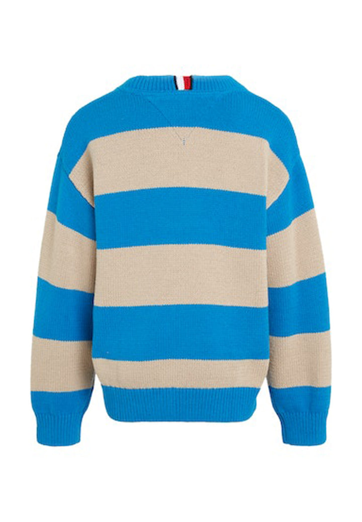 Beige-blauer Pullover für Jungen