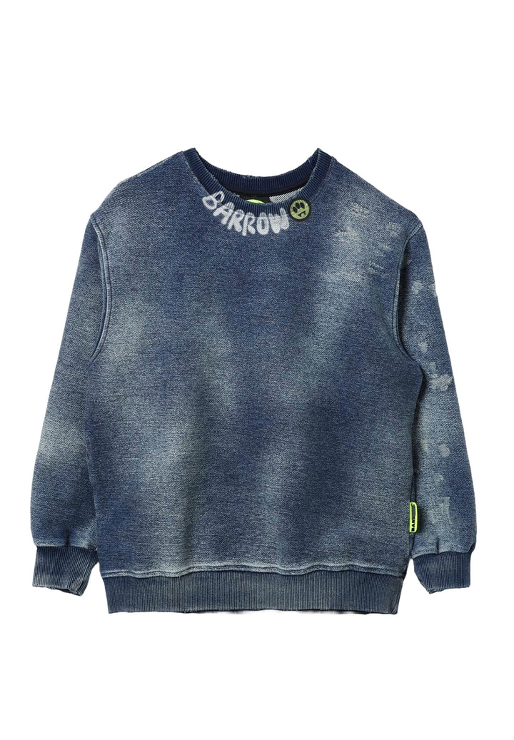 Felpa girocollo blu denim per bambino