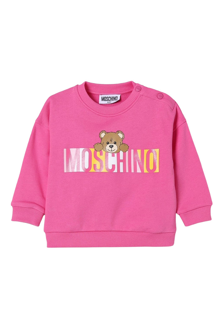 Felpa girocollo fuxia per bambina