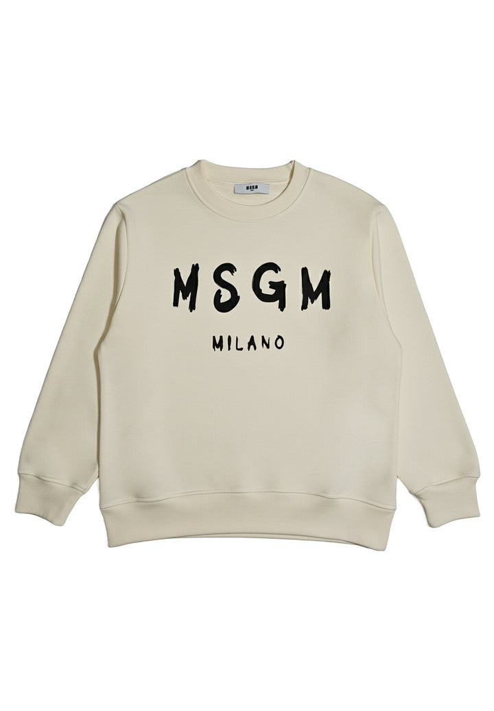 Felpa girocollo crema per bambino