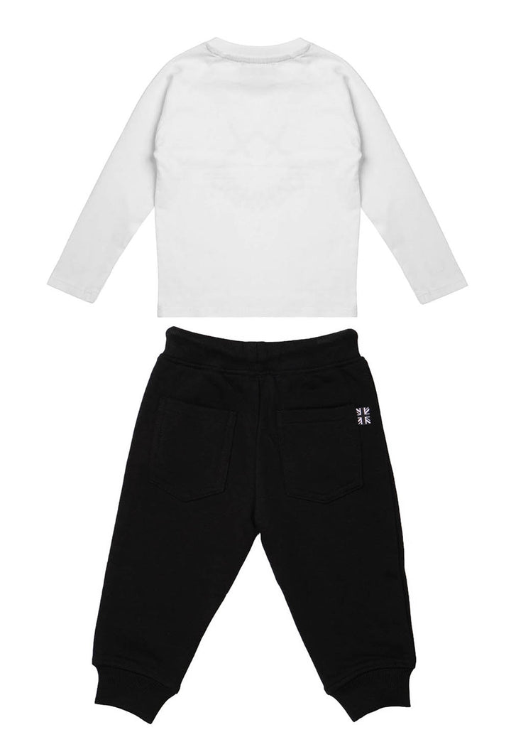 Completo felpa bianco-nero per neonato