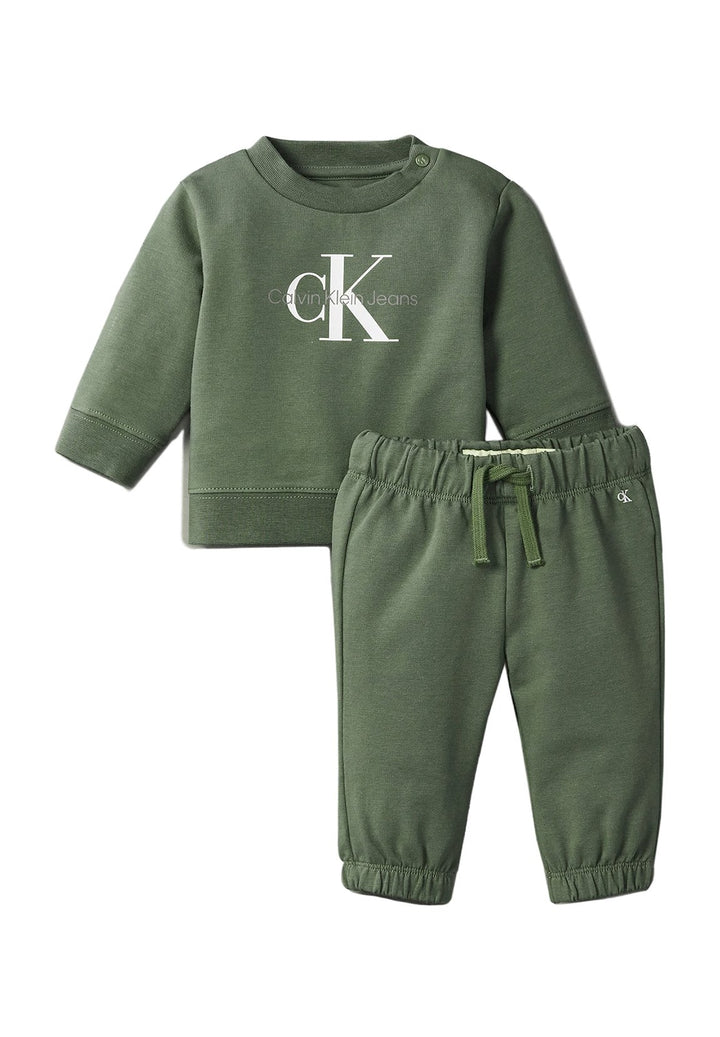 Completo felpa verde per neonato